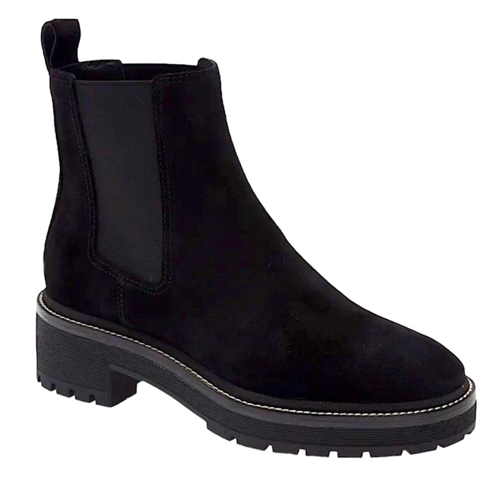 New! TORY BURCH Chelsea Lug Sole 50mm Bootie Black Suede Size 9.5
